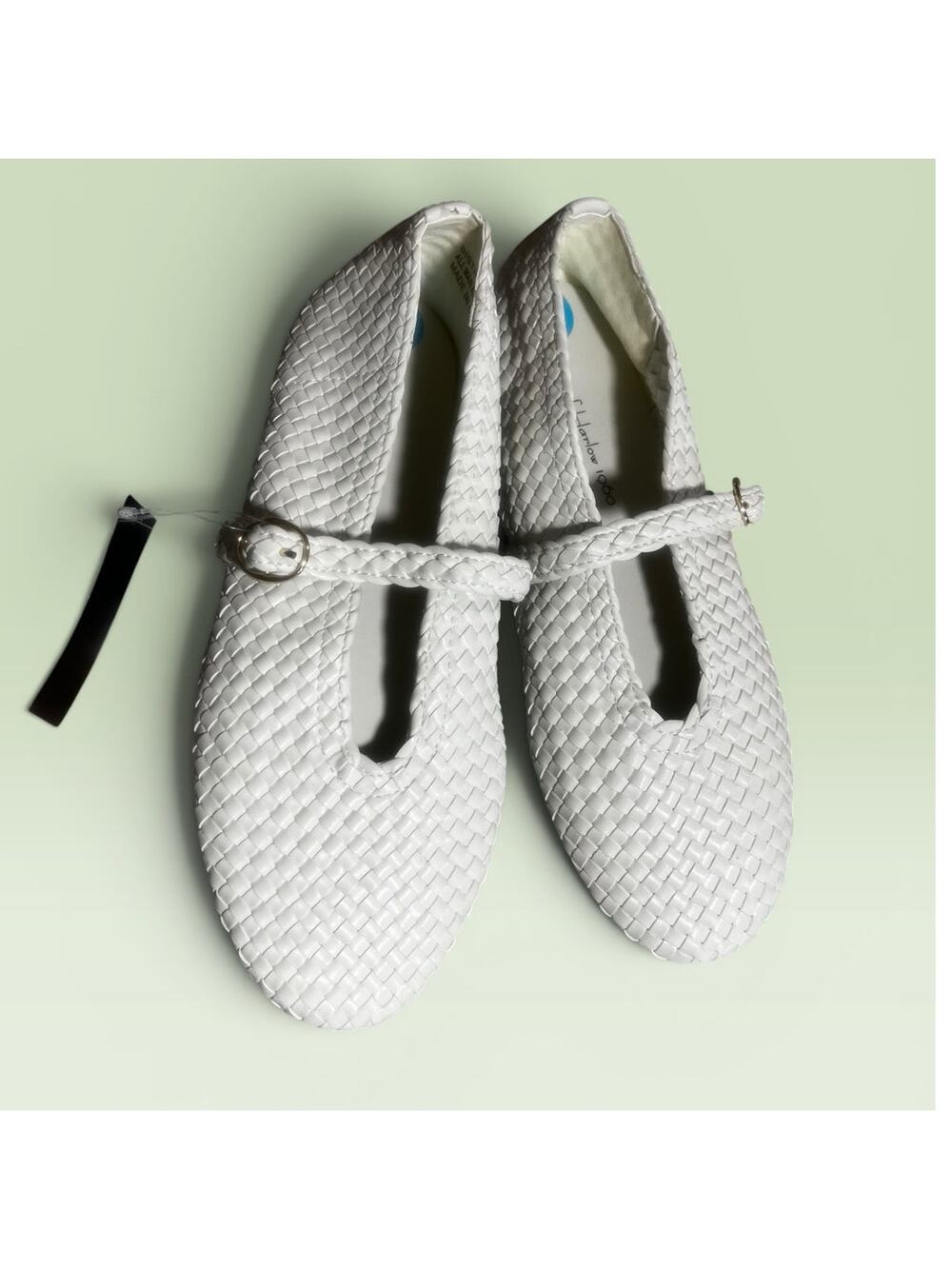 House of Harlow 1960 White Woven Bistro Ballet Flats Mary Jane Shoes 7.5 M NWT